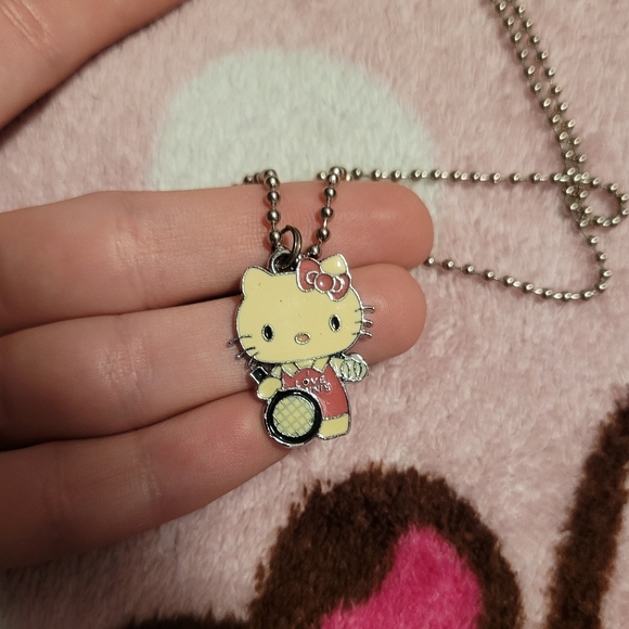 Sanrio Hello Kitty I Love Tennis Sports Pendant Necklace Silver Jewelry One Size - Picture 3 of 6